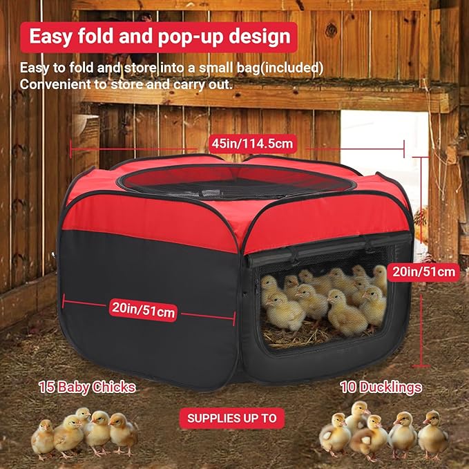 Brooder Box for Chicks Starter Kit, Pop up Chicken Brooders, Collapsible Chicken Brooder Supplies, Breathable Brooding Box/Pen/Playpen/Pet Cage/Tent for Duck, Quail, Rabbits