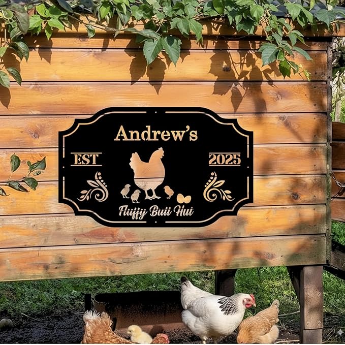 Custom Chicken Coop Metal Sign, Personalized Chicken Coop Sign for Outside, Custom Metal Hen House Farm Signs, Chickens Hen House Farmhouse Wall Art Decor
