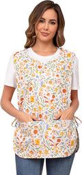 Nanxson Women Cobbler Apron with 2 Patch Pockets Cotton printed Smock with Side Ties for Work Chef kitchen CF3187