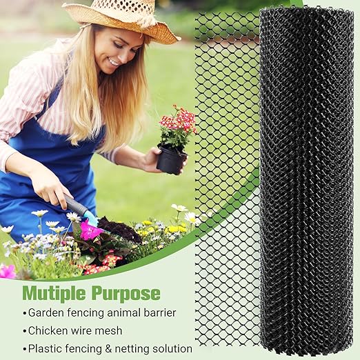 Mesh Tree Guard Trunk Protectors, Chicken Wire for Floral Arrangements, Tree Wraps to Protect Bark, Flexible Net Tree Guard 16 in x 20FT with 50 Zip Ties, Tree Bark Protector from Deer-Black