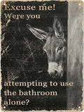 Vintage Donkey Metal Sign Excuse Me Funny Sign Wall Decor for Bathroom Retro Metal Sign Donkey Poster Home Decor 12 * 16inch