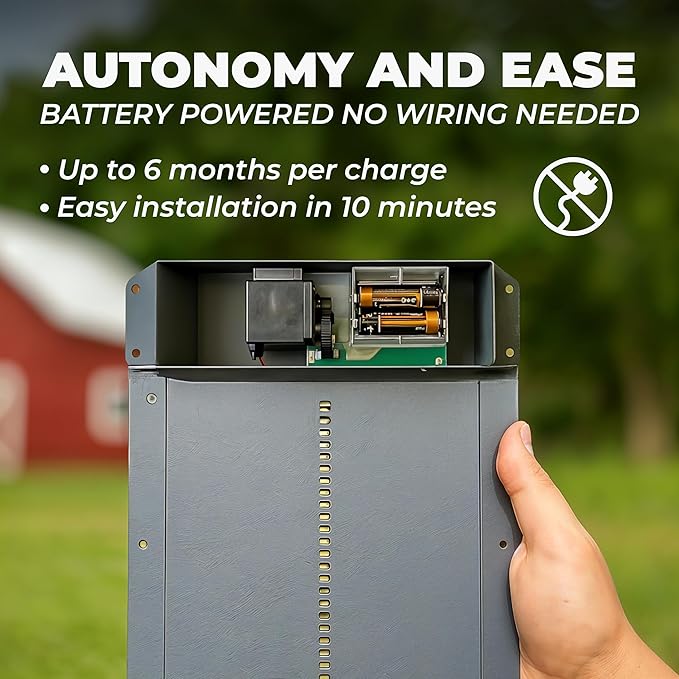 Ma Poule Express Door Automatic Chicken Coop Door Opener with Timer, Programmable Light Sensor, Battery Powered, Evening and Morning Delay, Aluminum