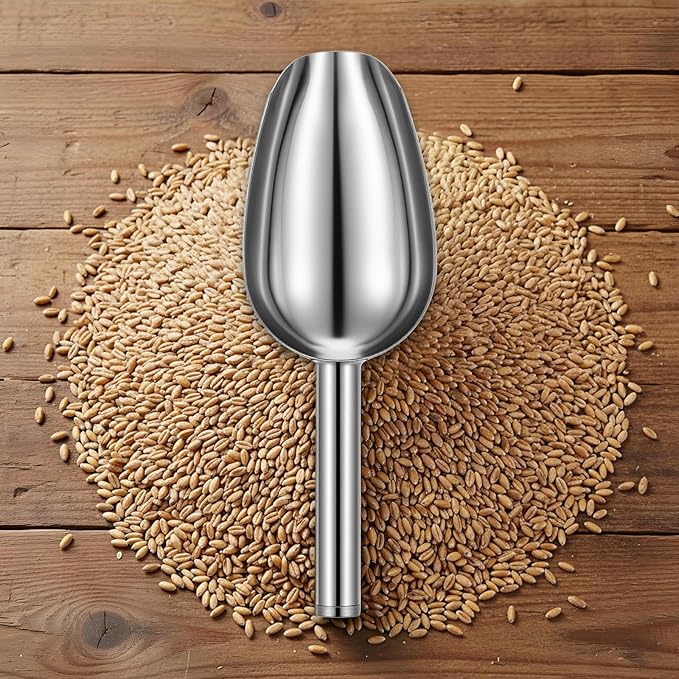 Stainless Steel Ice Scoop, Small Metal Ice Scoop for Bucket and Freezer, Small Size Multi-purpose Kitchen Scoops for Food and Coffee, Silver