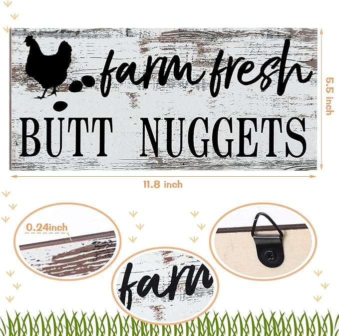 Farm Fresh Chicken Wall Decor Chicken Coop Sign Accessories Rustic Hen House Deco Farmhouse Wooden Door Decoration for Home Kitchen Decoration(Retro Color)