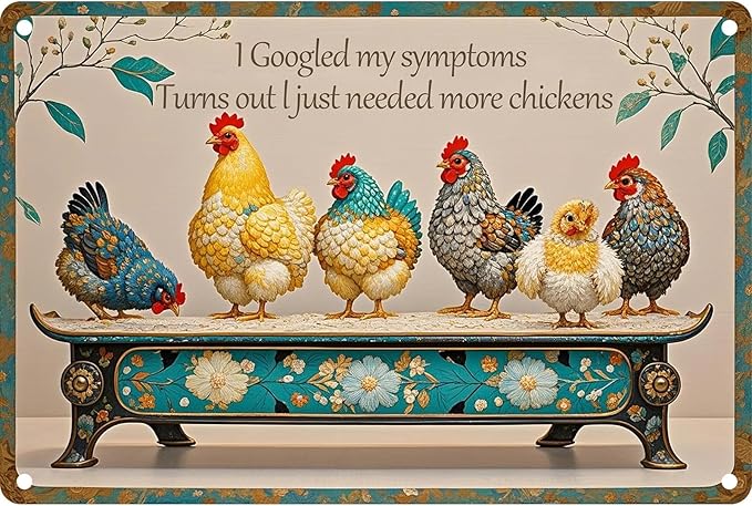 Chicken Metal Tin Sign Vintage Retro Poster Wall Art Chicken Decoration for Chicken Coops Farms Yard Home Bar Cafe Garage or Office - Thoughtful Chicken Gift Idea