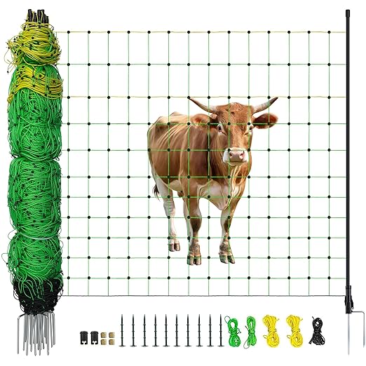 Electric Fence Netting, 49.6" H x 164' L, Portable Livestock Nets Mesh for Hog, Dogs, Deer, Goats, Larger Animals Electric Fencing for Backyards, Homesteaders, Farms, Ranches, Gardens