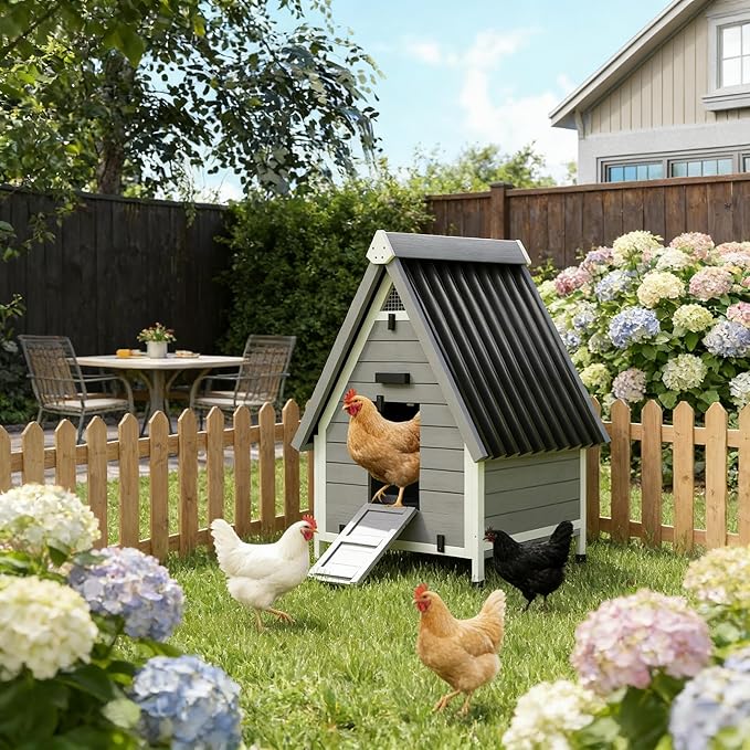 Pet-Friendly Backyard Chicken Coop, All-in-One Wooden Chicken House & Enclosed Run - Easy Access for Egg Collection & Cleaning, Perfect Starter Coop for Family Pets & Fresh Eggs