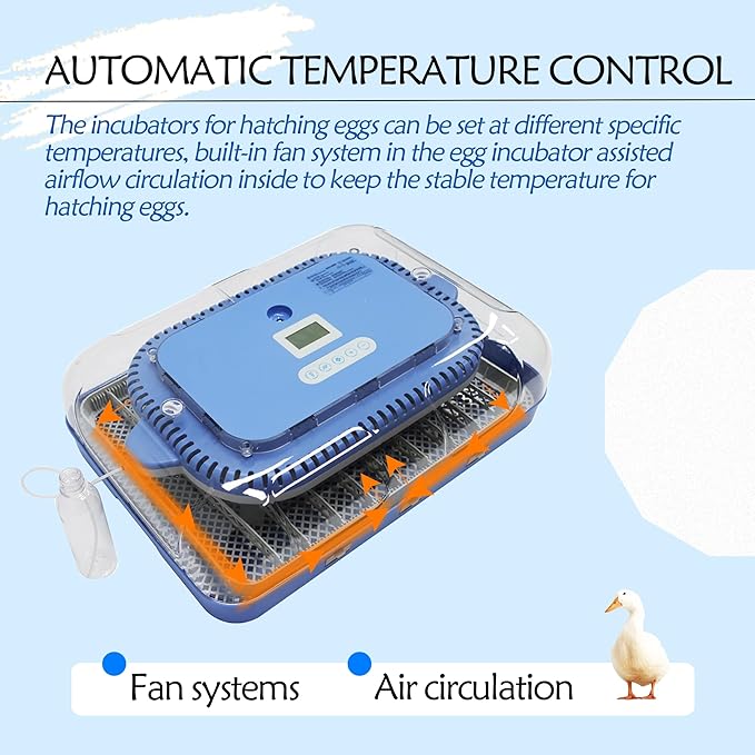 Automatic Incubator for 70 Hatching Eggs,with Automatic Egg Turning and Humidification,Temperature Control, Incubator for Hatching 70 Chicken or Duck Eggs and Other Bird Eggs