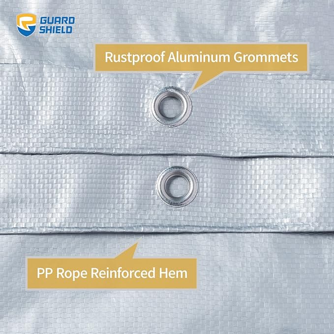 GUARD SHIELD Silver Tarp Waterproof 6x8 Feet Medium Duty All Purpose Poly Tarps Cover 7mil