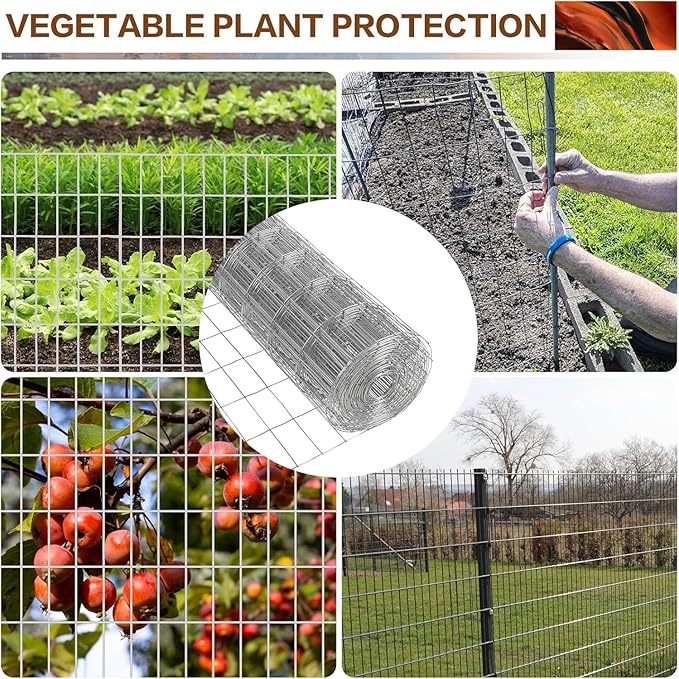 Tongmo 4 ft x 50 ft Galvanized Welded Chicken Wire Fence, 16GA Garden Chicken Wire Fence Roll, Mesh Size 2" x 4"Hardware Cloth, Ideal for Yard Protection and Poultry Netting