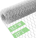 Chicken Wire 15.7 in x 237 in Poultry Wire Netting Hexagonal Galvanized Mesh Garden Fence Barrier for Pet Rabbit Chicken Fencing