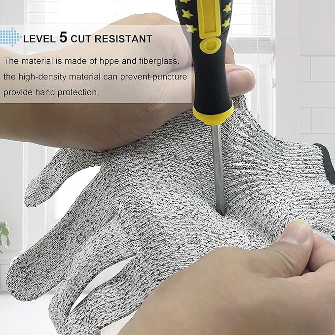 Safety Cut Resistant Gloves, Food Grade Level 5 Protection Kitchen Glove, Cut Proof Gloves for Mandolin Slicing 1 Pair