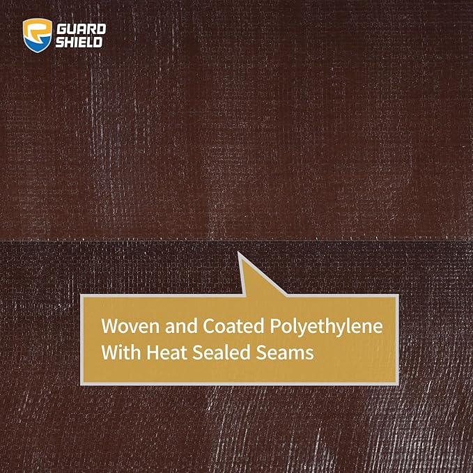 GUARD SHIELD Brown/Green Tarps Heavy Duty Plus+ Waterproof 10x20 Feet, 12mil Large Tarp with Reinforced Grommets, Outdoor Cover for Roof, Car, Boat, Truck and Ground Pool