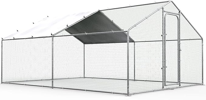Chicken Coop 2026 Upgraded, Large Metal Chicken Run, Chicken Pen/Cage with Waterproof and Anti-UV Cover, Walk-in Poultry Cage for Outdoor Yard Use