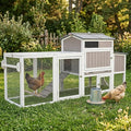 PetsCosset Chicken Coop with Wheels, Weatherproof Large Hen House Mobile Chicken Tractor with Nesting Box, Roosting Bars, Pull-Out Tray, Asphalt Roof & Fun Swing for Chickens Quails, Backyard Farm Use