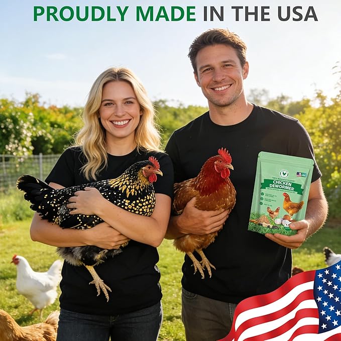 Natural Chicken Poultry De-Wormer Powder, Safe for Eggs, Effective for All Ages & Sizes,1.5 LB