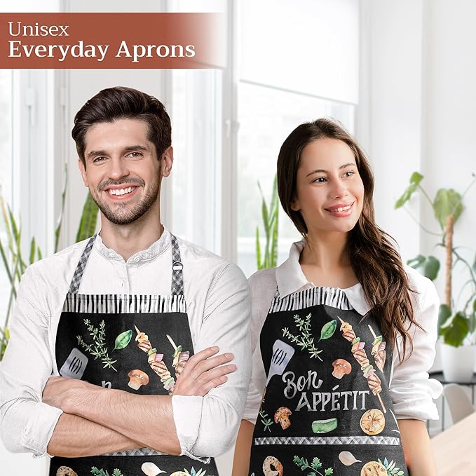 Maison d' Hermine 100% Cotton Apron for women with Pocket Kitchen Chef Apron for Men Cooking Easter Decorations