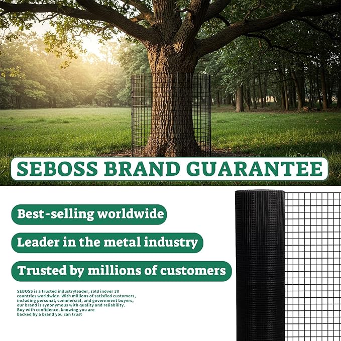SEBOSS Hardware Cloth - 1/4 Inch Wire Mesh Roll, 48 inches x 100 feet, 23-Gauge, Chicken Wire Fencing, Garden Fencing, Chicken Wire Mesh, and Durable Outdoor Wire Cloth Applications