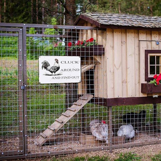 Chicken Coop Accessories Metal Signs 8x12 Inch,Funny Chickens Tin Signs,Chicken Decor Farmhouse Kitchen Decor,Rustic Farm House Decorations for Home/kitchen Wall Art