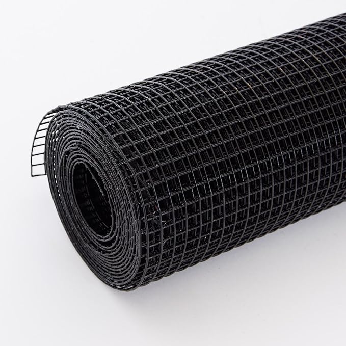 24" x 50' 1/4inch Hardware Cloth 21 Gauge, Black Galvanized Welded Wire Mesh Roll for Chicken Coop Fence, Poultry Netting, Garden Fence, Rabbit & Snake Cage, Heavy Duty Welding Fencing (24×50-21Gauge)