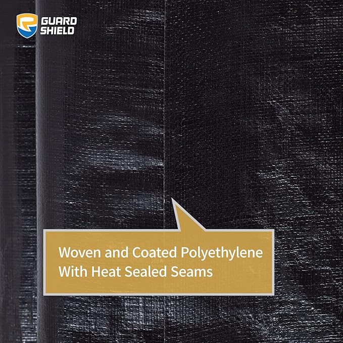 GUARD SHIELD Tarps Heavy Duty Waterproof 30x40 Feet Black Poly Tarp Cover Outdoor Thick UV Resistant Tarpaulin with Grommets 10mil