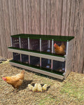 10-Hole Galvanized Metal Chicken Nesting Box with Egg Collection Tray/Fake Training Eggs, Rustproof Poultry Laying Box with Perch Rod,for Chicken Coops and Hens