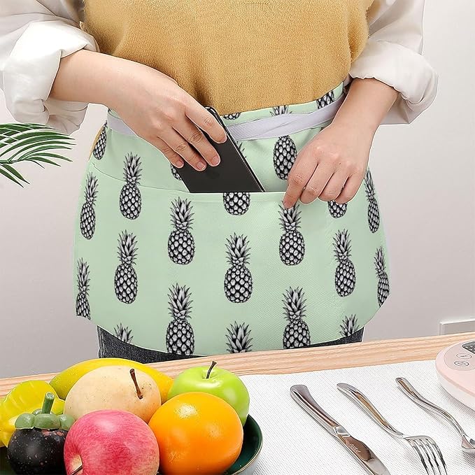 Half Apron with 3 Pockets Chef Cooking Kitchen Restaurant Aprons for Women Men