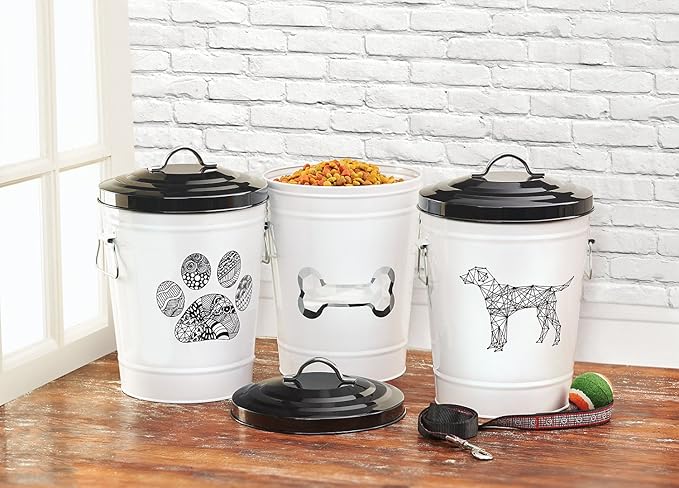 Amici Pet Bone, , Zentangle Pet Food Large Metal Storage Bin, Small