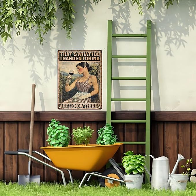 ARTWALLURE Vintage Gardening Tin Sign That's What I Do I Garden Metal Tin Sign for Home Garden Greenhouse Living Room Bedroom Outdoor Decor 12x16inch