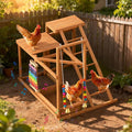 Chicken Perch with Swing, Chicken Roosting Bars, Wood Toy for 3-4 Birds, Hen Ladder & Activity Play, Chickens for Coop with Multiple Perches & Feeder, Suitable for Backyard Farm
