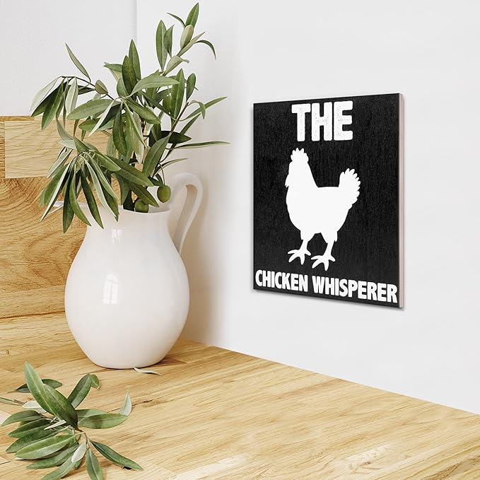 JennyGems The Chicken Whisperer Wooden Sign, Chicken Gifts and Decor, Farmhouse Wall Hanging, Made in USA