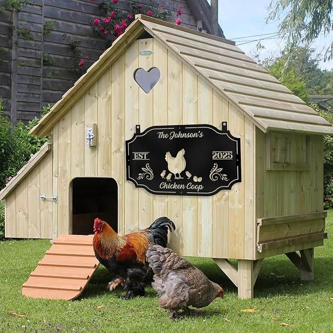 Personalized Chicken Coop Signs, Metal Funny Farm Decor, Chicken Coop Accessories, Metal Outdoor Wall Art, Custom Hen House Sign, Rustic Farmhouse Wall Decor for Farm Yard Garden Color02