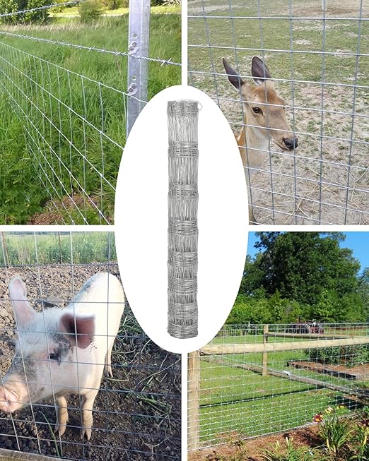 Farm Fence, 4ft x 164ft Heavy Duty Galvanized Cattle Fence, Heavy Zinc Coating Welded Wire Fence, Deer Fence, Hog Wire Fencing for Yard Livestock Animals Protection