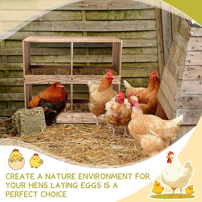 Chicken Nesting Boxes 4 Compartment Wooden Chicken Laying Boxes for Hens Ducks Poultry Easy Egg Collection
