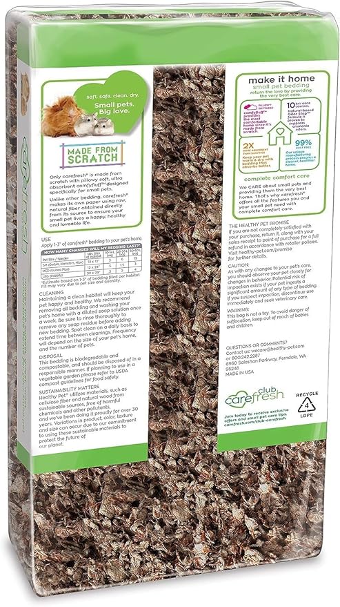 Carefresh 99% Dust-Free Natural Paper Small Pet Bedding with Odor Control, 14 L (Pack of 2)