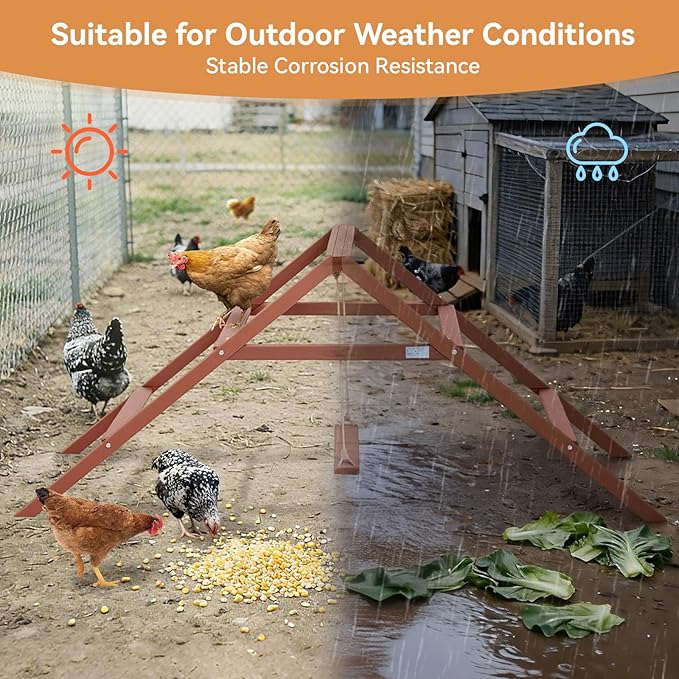 PETSFIT Wooden Chicken Perch & Roosting Bars for 10-12 Chickens– 3-Layers Design with Swing, Durable Fir Solid Wood for Outdoor Coops, Easy Assembly & Cleaning, Promotes Healthy & Happy Chickens