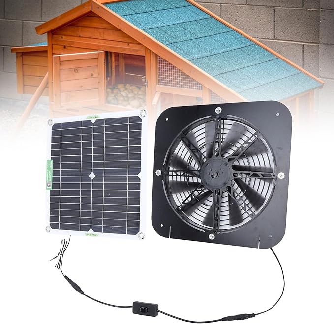 ZJchao 100W Solar Fan, 13.5inch Solar Fan for Chicken Coop, Solar Exhaust Fan with Cable Bracket for Greenhouse, Pet House, Chicken Coop, Tree House and RV