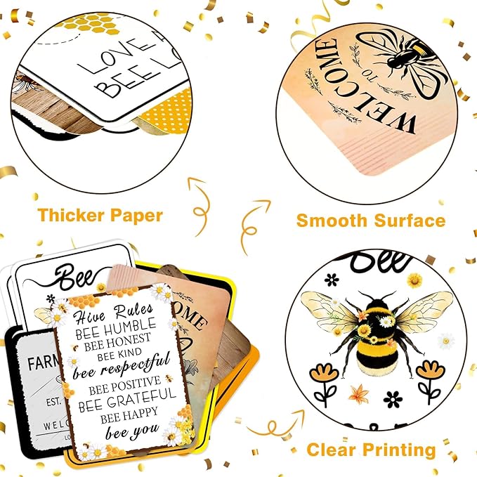 WERNNSAl 9PCS Bee Birthday Party Decorations - Honey Bee Signs Decoration for Kids Girls Farm Bee Birthday Party Funny Bumble Bee Hive Decor for Happy Bee Day Baby Shower Supplies Bee Sign Posters on Garden Home Yard Wall Decor