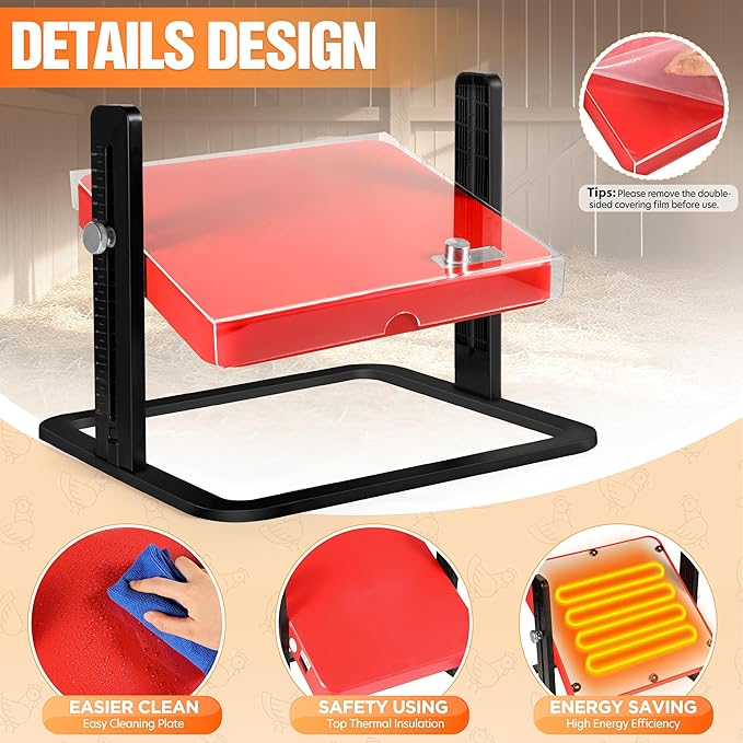 Tepsmigo Chicken Coop Heater, Chicken Heater, Brooder Plate for Chicken Coop Accessories, with Adjustable Temp, Height and Angle, Chicken Heater for Coop, Temp Pet Warmer for Ducklings Kitten Puppy