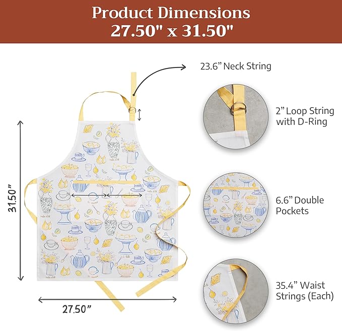 Maison d' Hermine 100% Cotton Apron for women with Pocket Kitchen Chef Apron for Men Cooking Easter Decorations