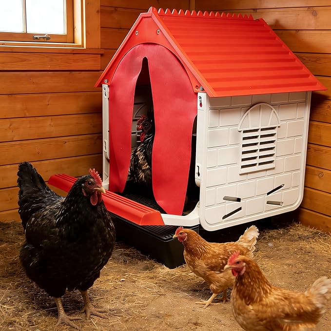 Roll Away Chicken Nesting Box, 13° Auto Egg Collection Tray, Clip-Lock Decoy Egg & 3 Jute Pads, Enclosed Easy-to-Clean Hen House, Indoor & Outdoor Chicken Coop Accessory(1Pack)