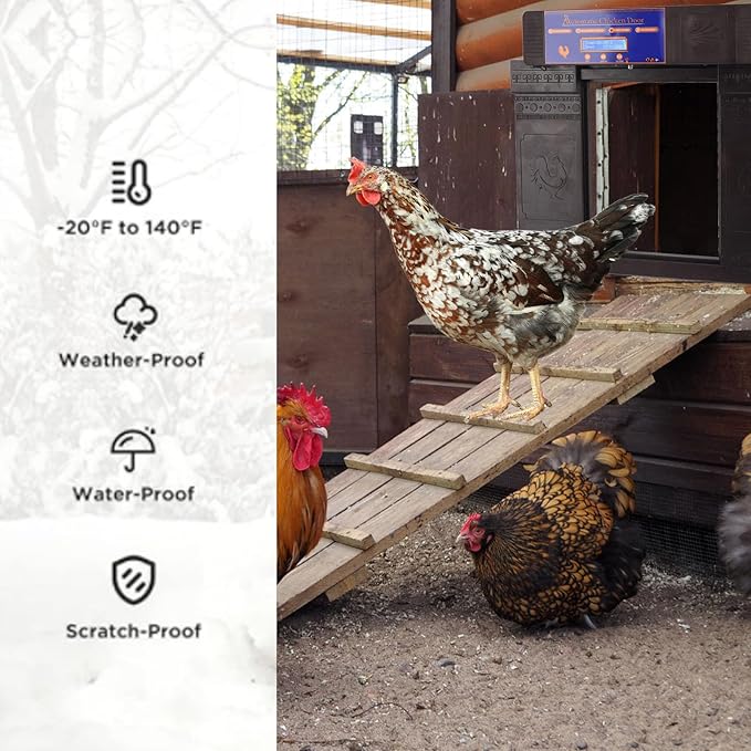 Solar Automatic Chicken Coop Door, Wireless Remote Control Timing Opener with Light Sensor for Chickens Ducks Geese, Dual Power Anti - Pinch Safety Design (Dark Brown)