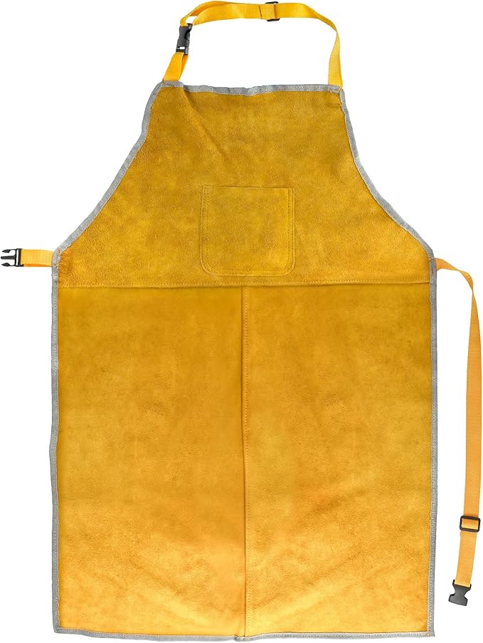 QWORK Leather Welding Work Apron - Flame and Welding Spatter Resistant - Adjustable Harness - Suitable for Welders, Blacksmiths