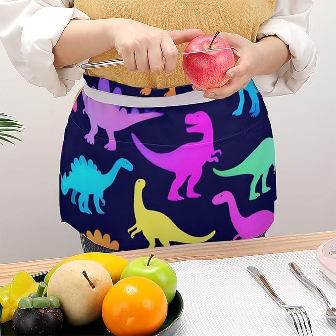 Server Waist Aprons Waitress Unisex Chef Works Half Apron with 3 Pockets