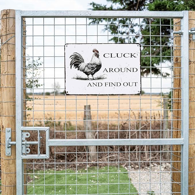 Chicken Coop Accessories Metal Signs 8x12 Inch,Funny Chickens Tin Signs,Chicken Decor Farmhouse Kitchen Decor,Rustic Farm House Decorations for Home/kitchen Wall Art