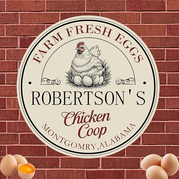 Custom Chicken Coop Metal Sign, Personalized Farmhouse Wall Decor, Vintage Fluffy Butt Hut Decor, Custom Name Sign for Farm, Gifts for Chicken Lovers