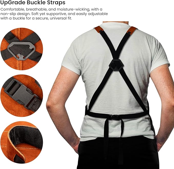 Leather Welding Work Apron with 9 Tool Pockets