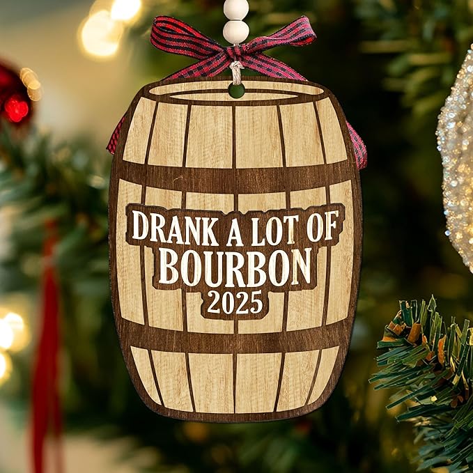 Bourbon Ornament - Bourbon Gifts for Men, Women, Wine Lovers - Wine Ornaments for Christmas Tree - Whiskey Wooden Christmas Ornament