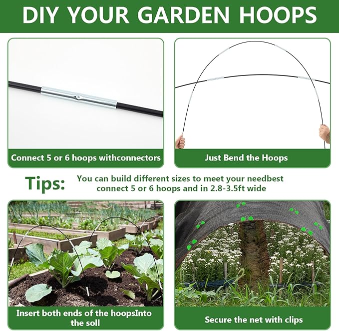 78.7"x 59" Winter Plant Cover Freeze Protection with 6 Sets of 7FT Greenhouse Hoops for Raised Beds Plant Protection Cover for Outdoor Vegetable and Chicken Coops Protect Snow and Ice in Winter