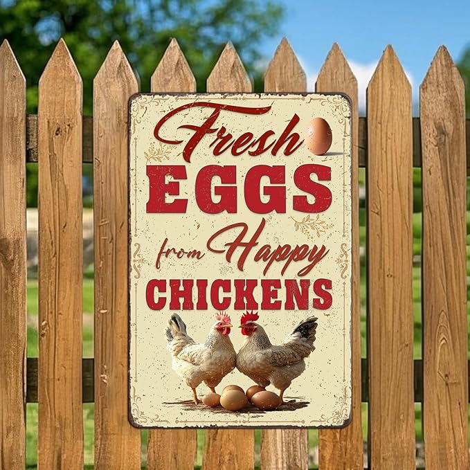 Funny Chicken Signs Farmhouse Chicken Coop Fresh Eggs Aluminium Sign Metal Chicken Signs Decor Home Ktichen Farm Are Wall 12x16 Inch Vintage Chicken Signs For Coop Metal Tin Signs Poster